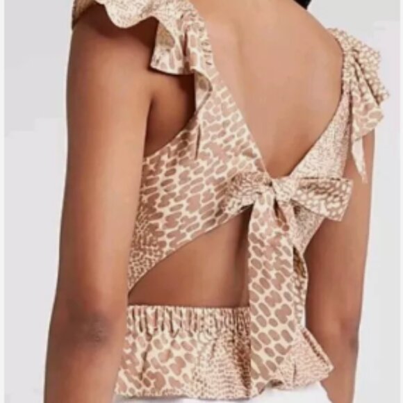 Express Tan Patterned Crop Top - Picture 7 of 8